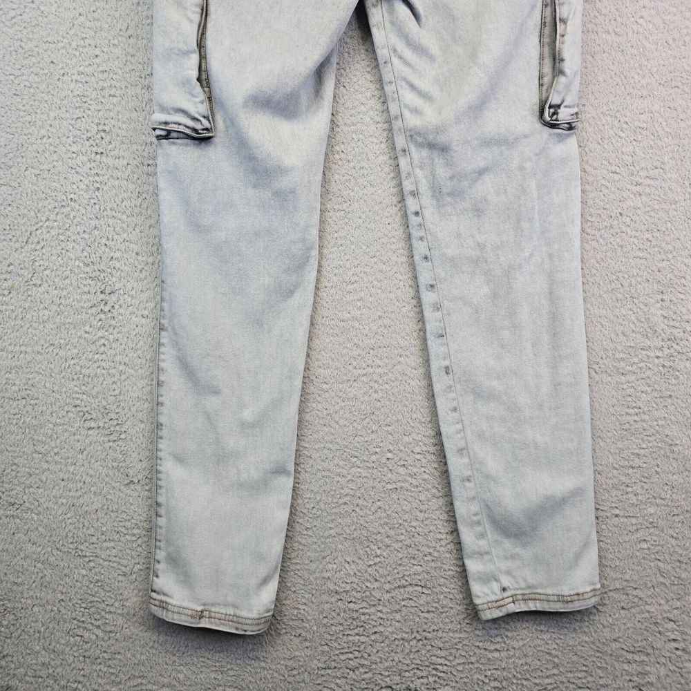 Slim Straight Cargo Jeans‎ Men's 32 Gray Acid Wash Skater Grunge Y2K Stretch - Picture 13 of 16